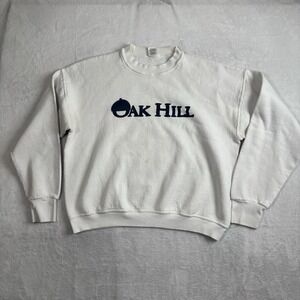 VTG Fruit of the Loom Oak Hill White Pullover Fleece LS Sweatshirt Men's LG‎